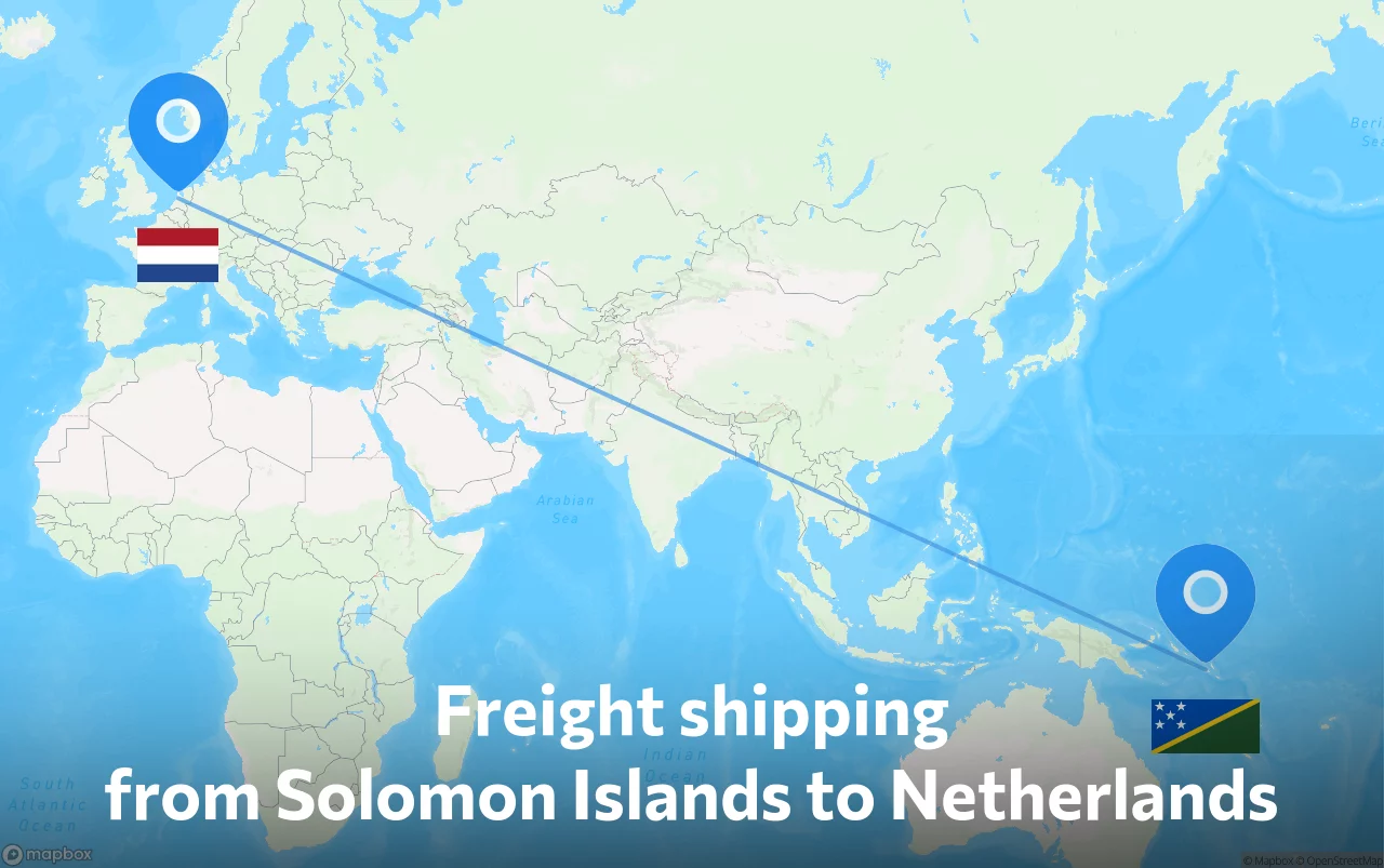 Shipping route from Solomon Islands to Netherlands