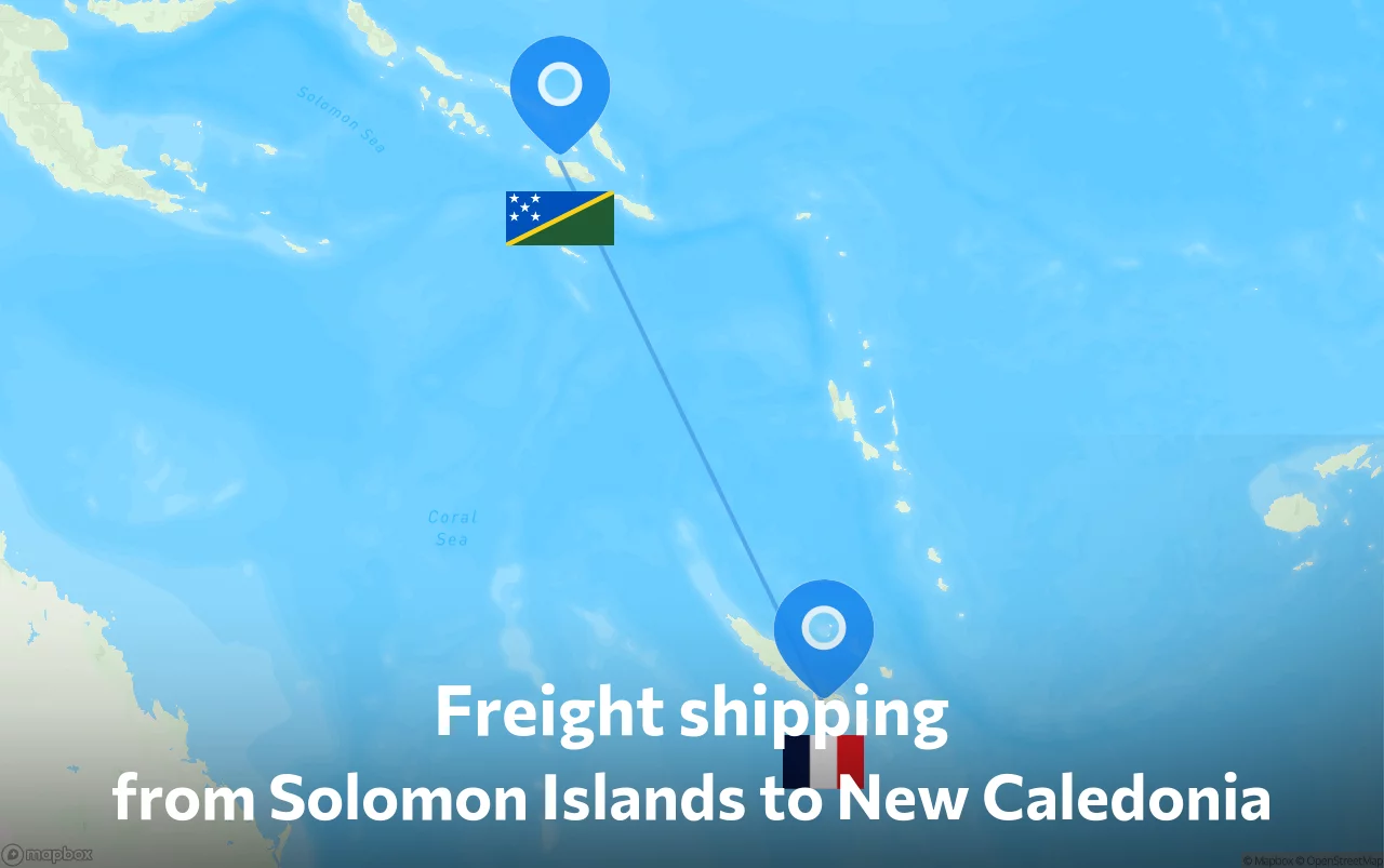 Shipping route from Solomon Islands to New Caledonia