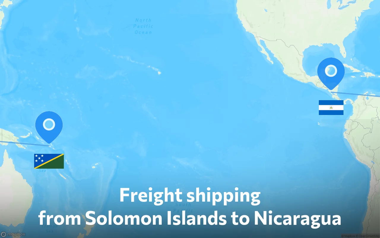 Shipping route from Solomon Islands to Nicaragua