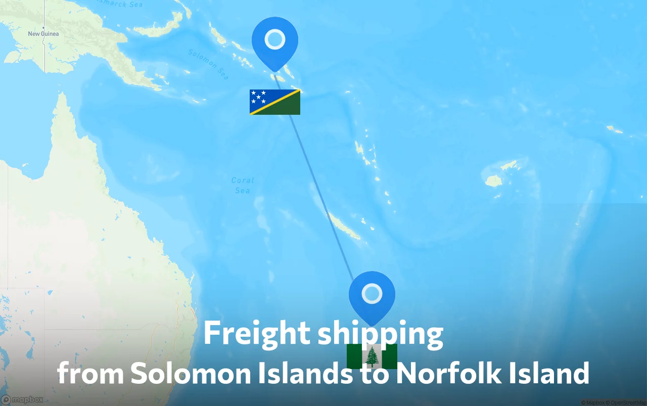 Shipping route from Solomon Islands to Norfolk Island