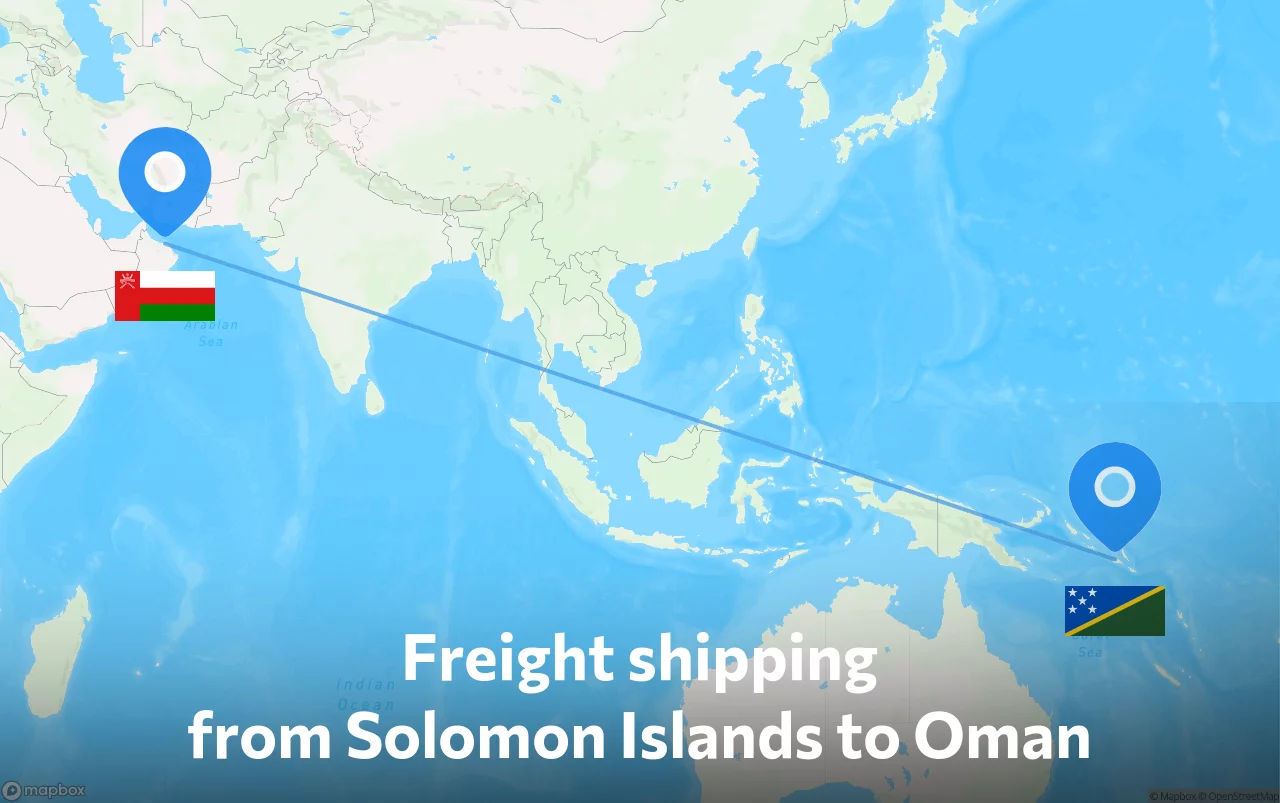 Shipping route from Solomon Islands to Oman