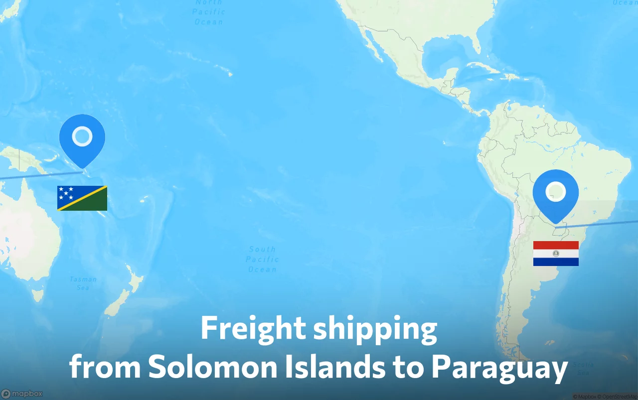 Shipping route from Solomon Islands to Paraguay