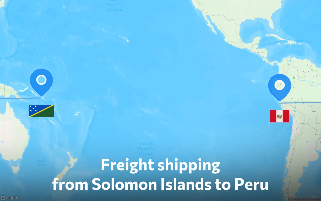 Shipping route from Solomon Islands to Peru