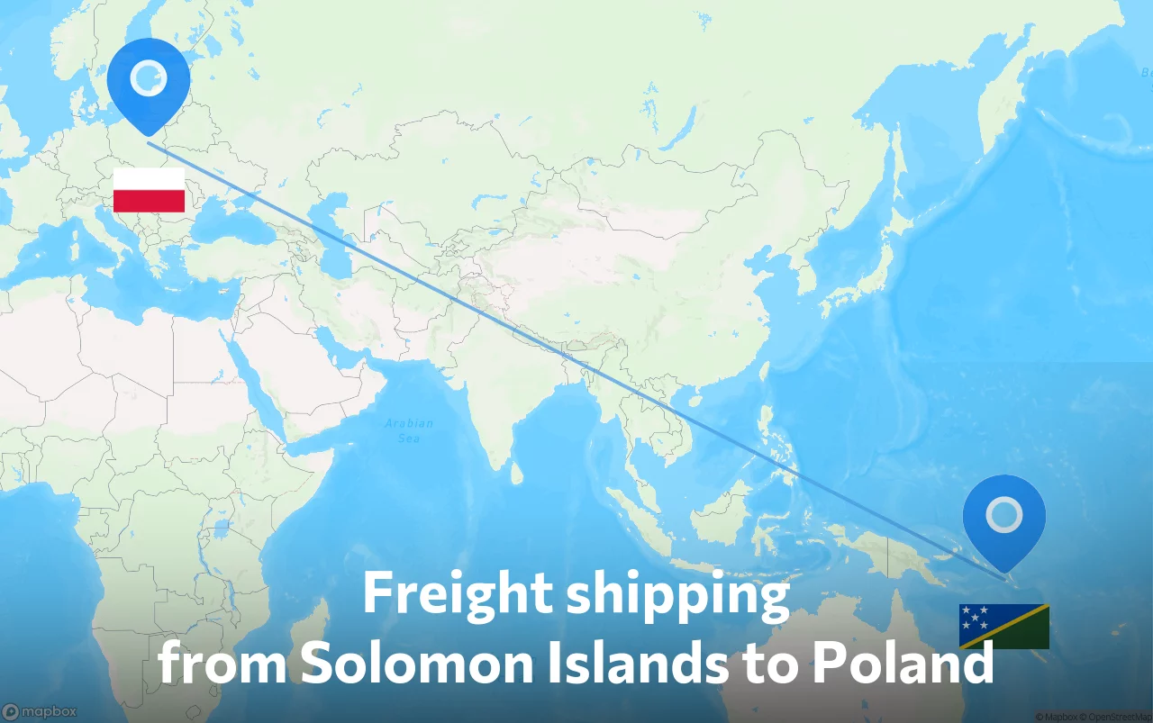 Shipping route from Solomon Islands to Poland