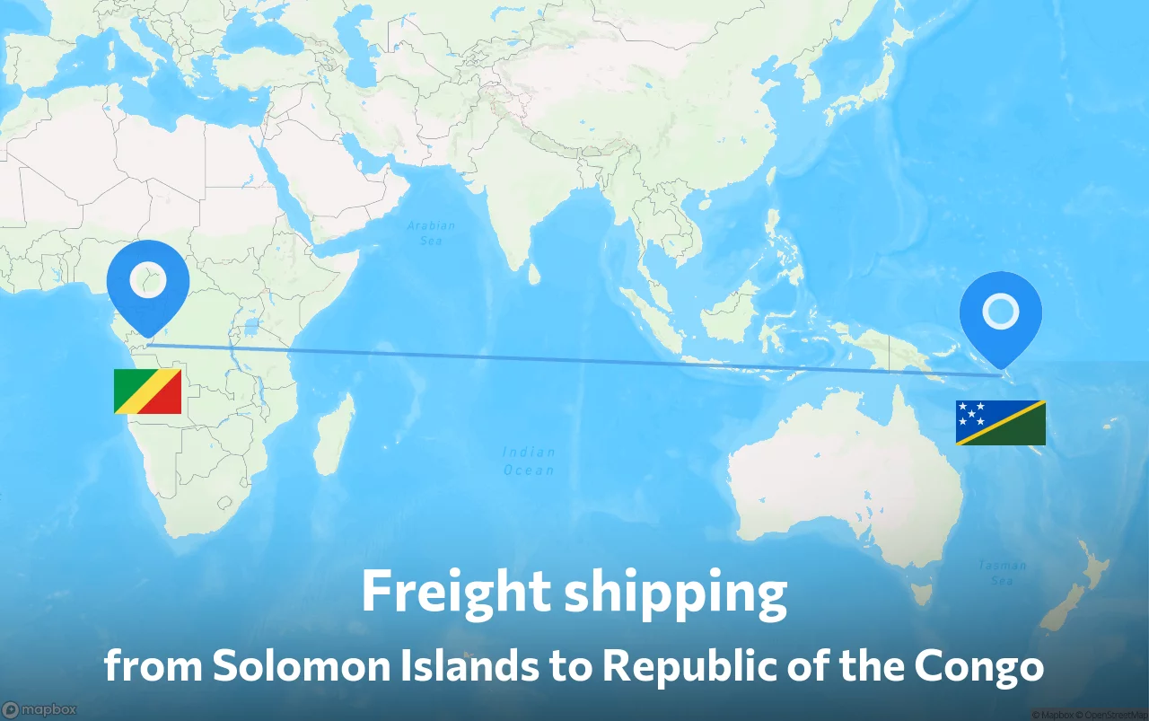Shipping route from Solomon Islands to Republic of the Congo
