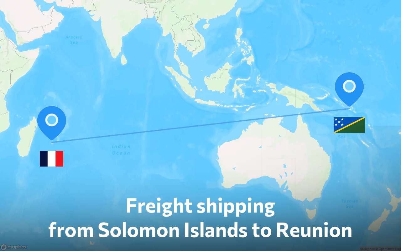 Shipping route from Solomon Islands to Reunion