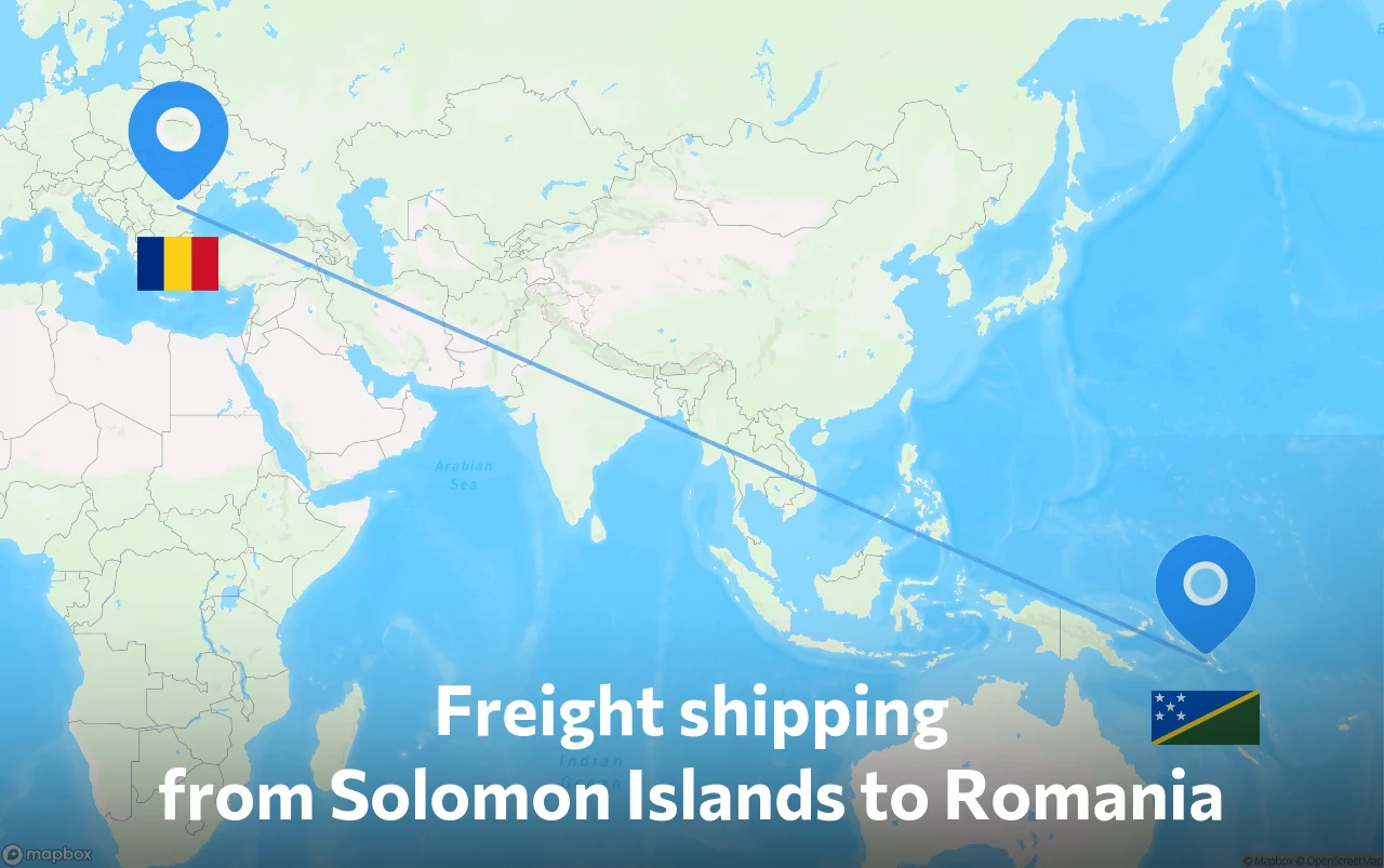 Shipping route from Solomon Islands to Romania