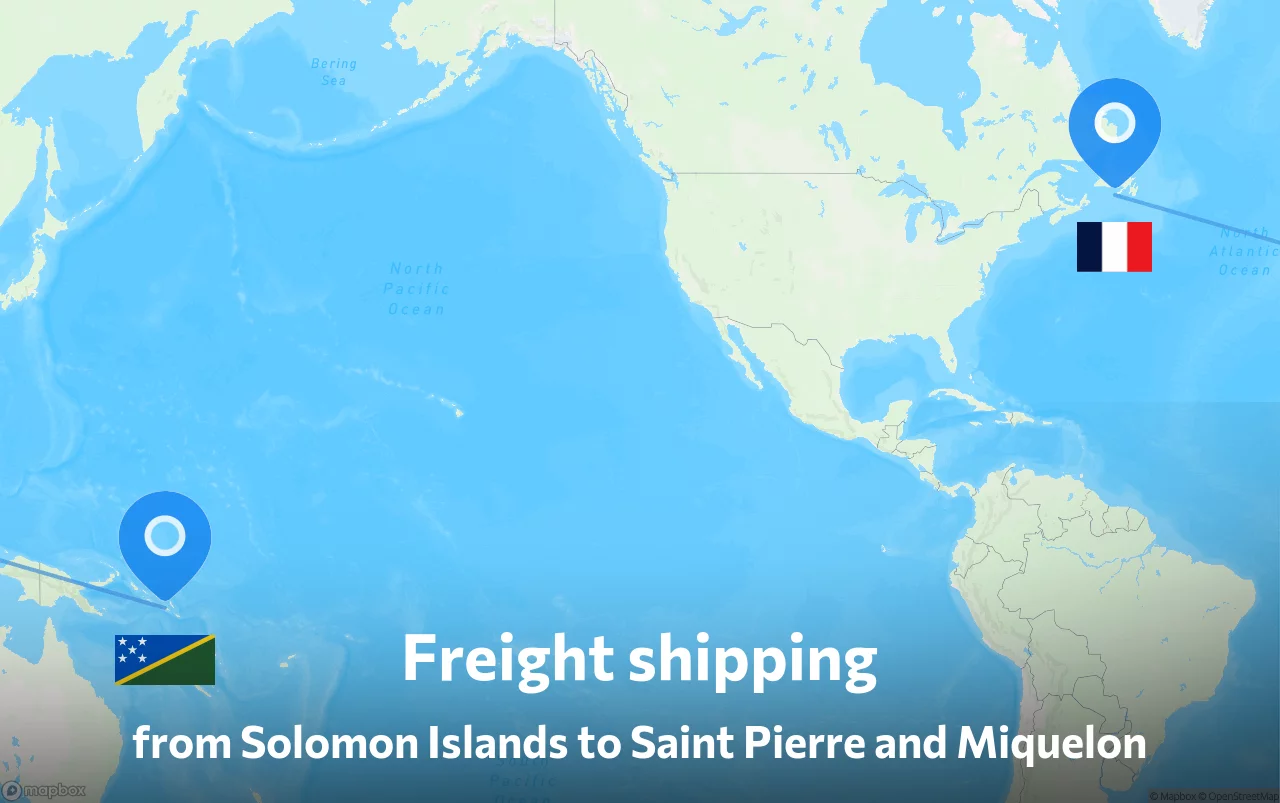 Shipping route from Solomon Islands to Saint Pierre and Miquelon