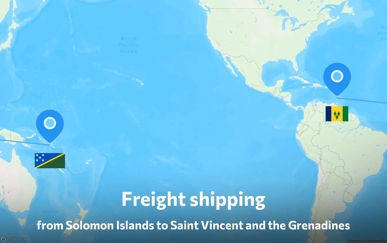 Shipping route from Solomon Islands to Saint Vincent and the Grenadines