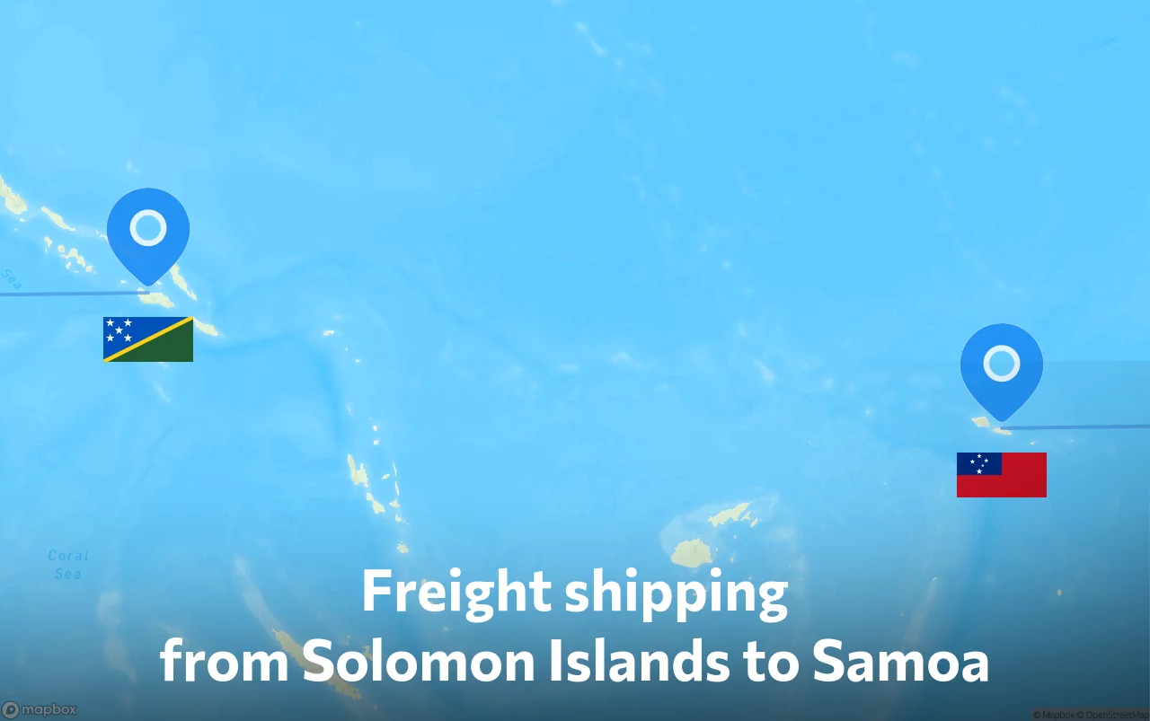 Shipping route from Solomon Islands to Samoa