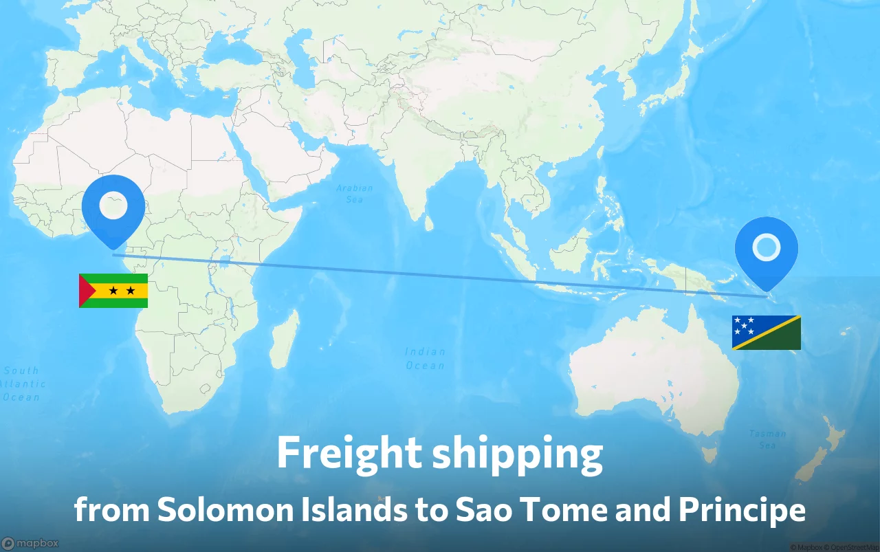 Shipping route from Solomon Islands to Sao Tome and Principe