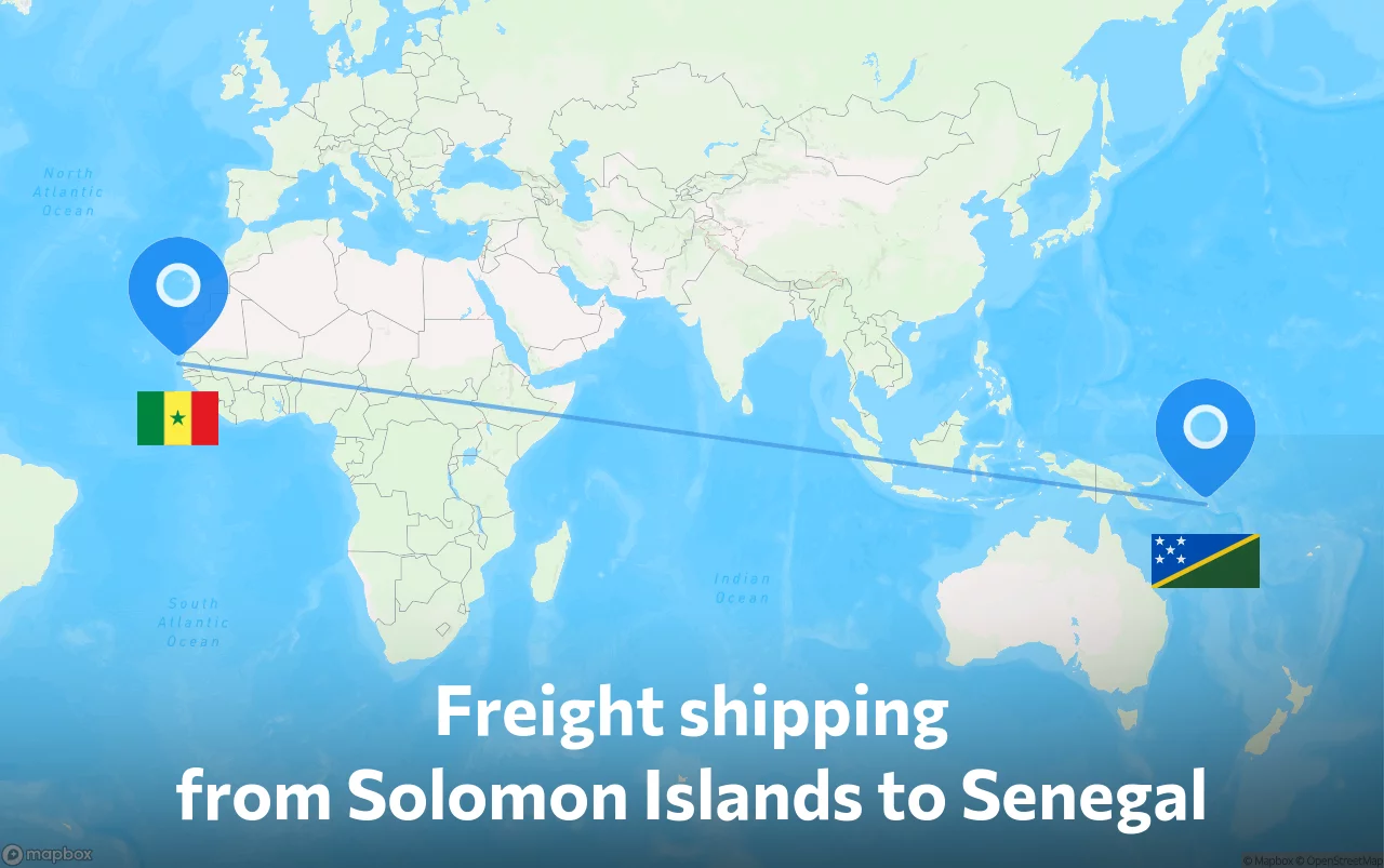 Shipping route from Solomon Islands to Senegal