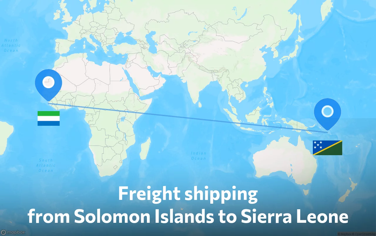 Shipping route from Solomon Islands to Sierra Leone