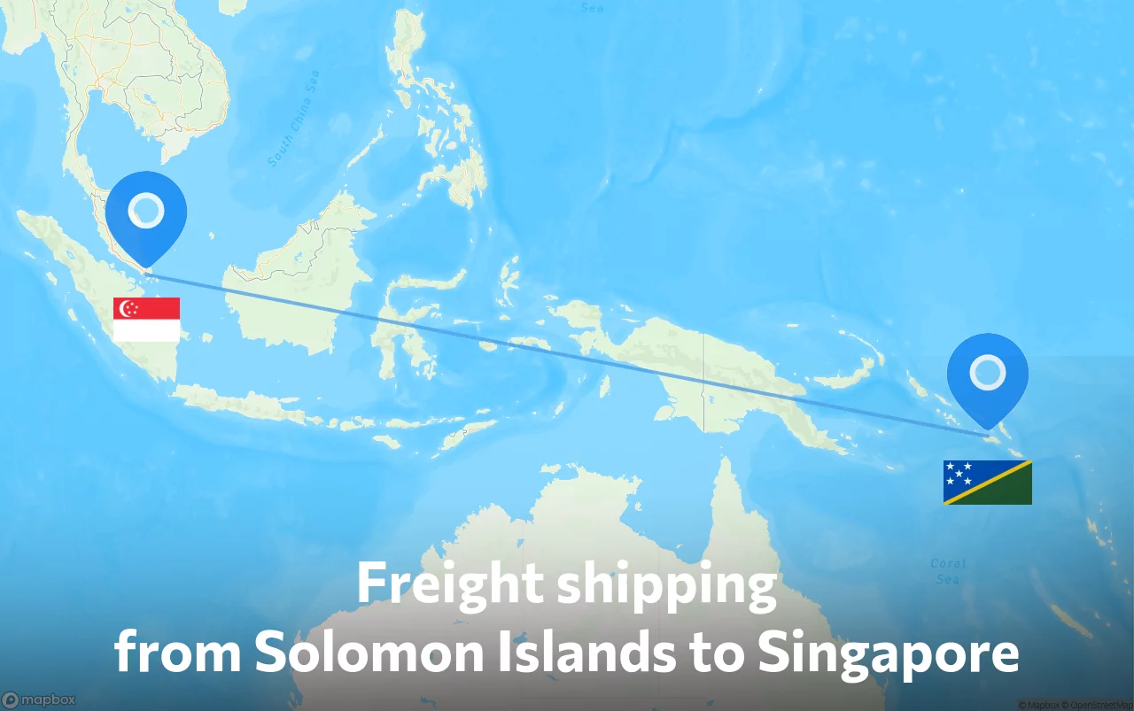 Shipping route from Solomon Islands to Singapore