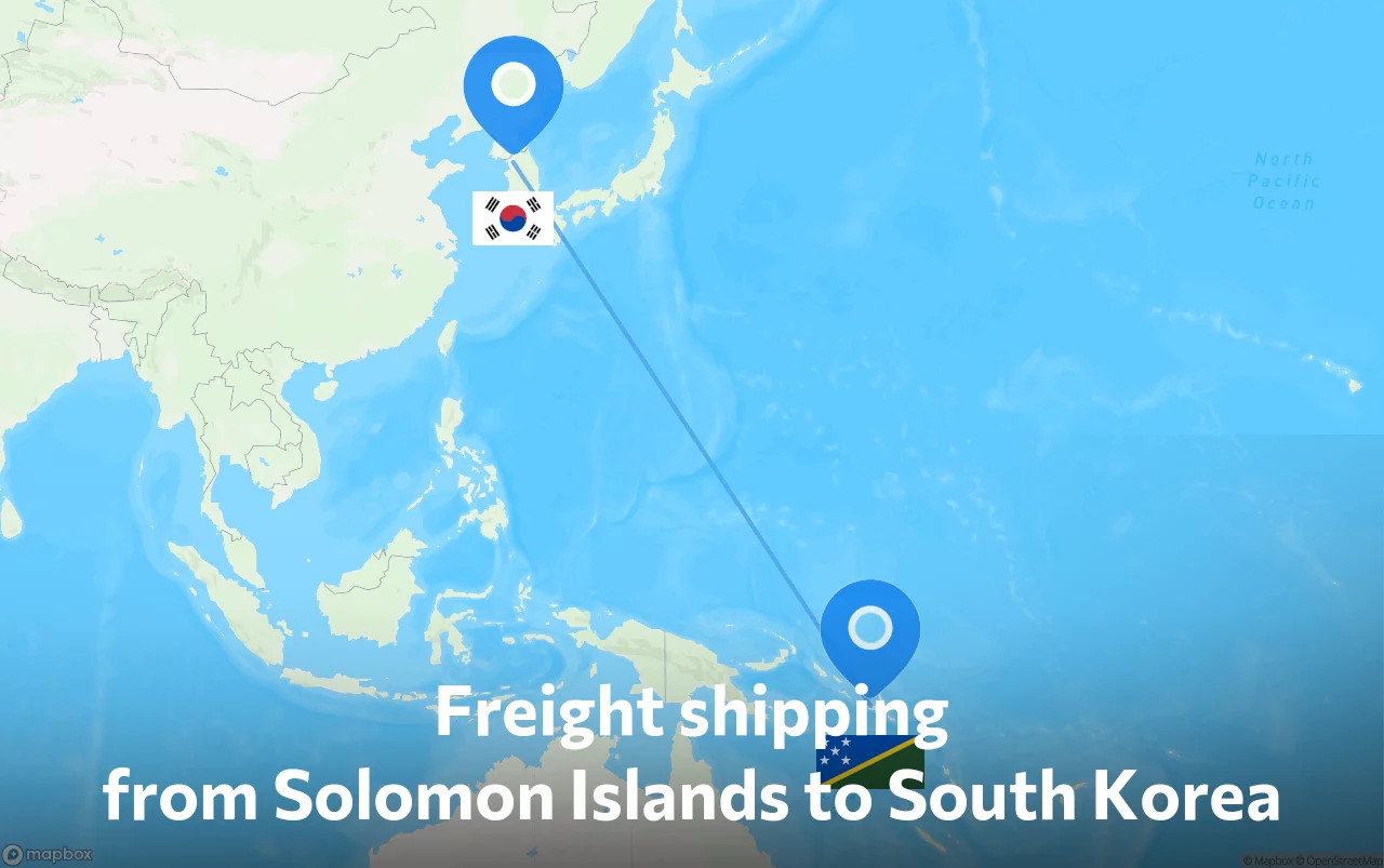 Shipping route from Solomon Islands to South Korea
