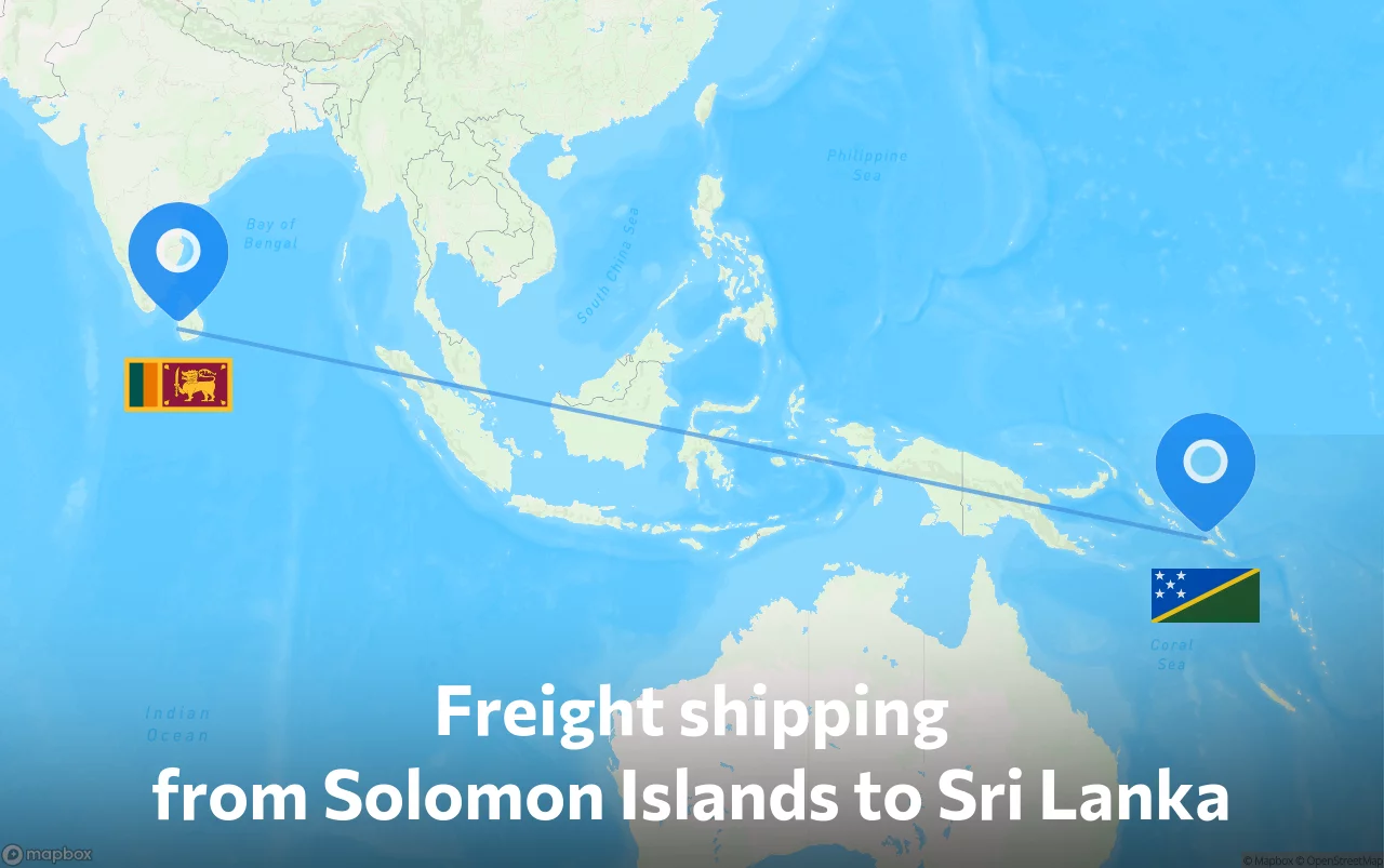 Shipping route from Solomon Islands to Sri Lanka