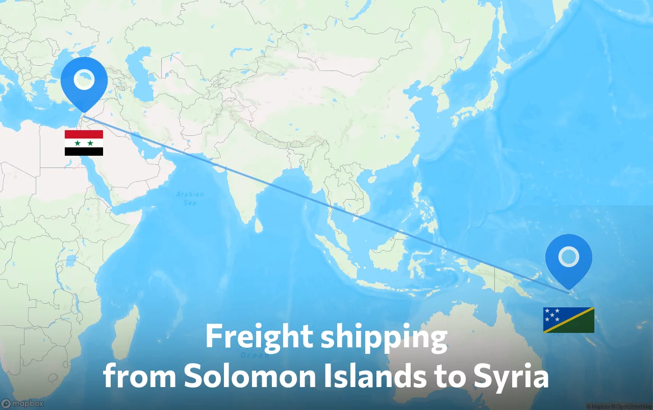 Shipping route from Solomon Islands to Syria