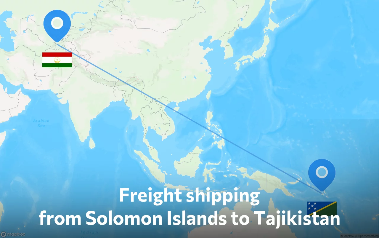 Shipping route from Solomon Islands to Tajikistan