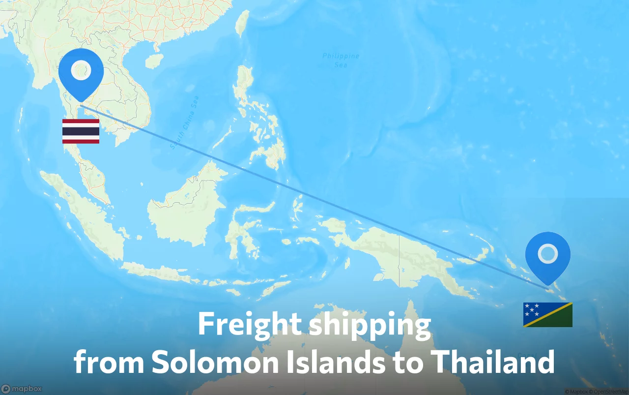 Shipping route from Solomon Islands to Thailand