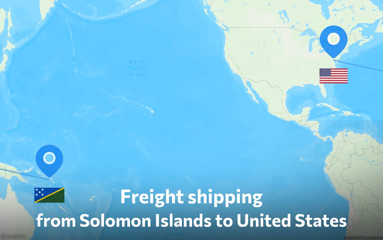 Shipping route from Solomon Islands to United States