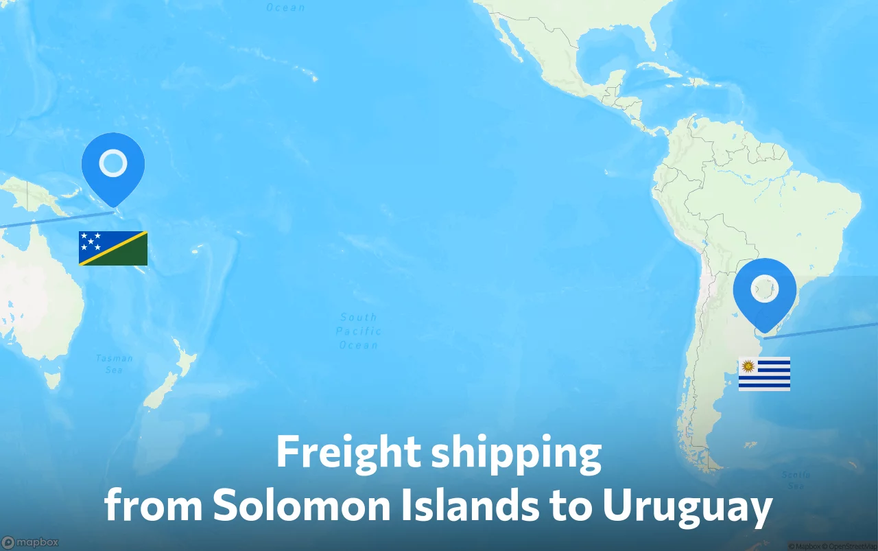 Shipping route from Solomon Islands to Uruguay