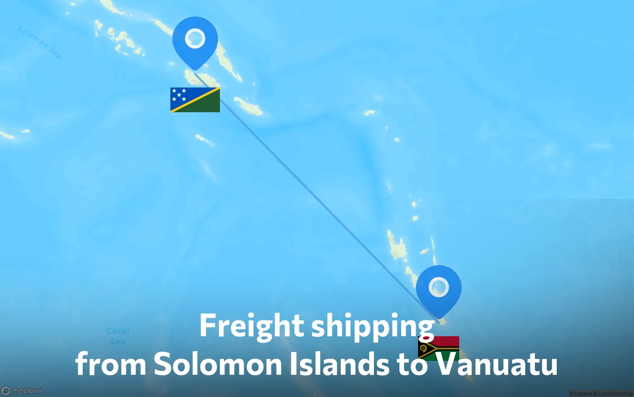 Shipping route from Solomon Islands to Vanuatu