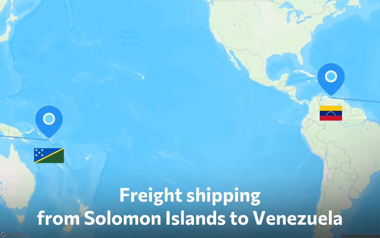 Shipping route from Solomon Islands to Venezuela