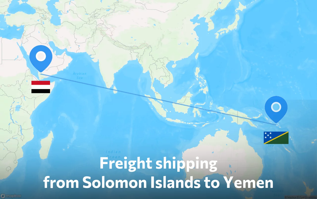 Shipping route from Solomon Islands to Yemen