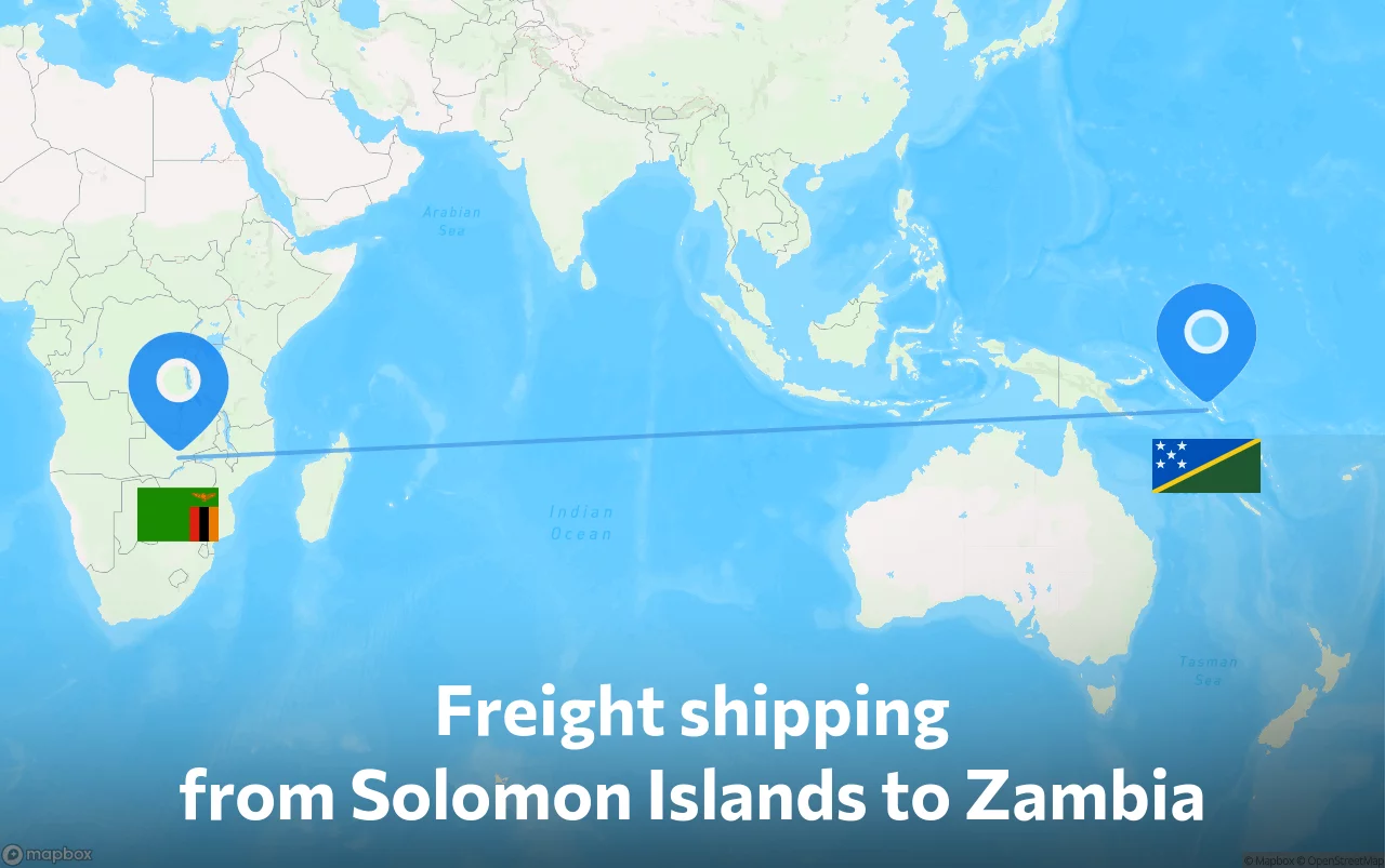Shipping route from Solomon Islands to Zambia