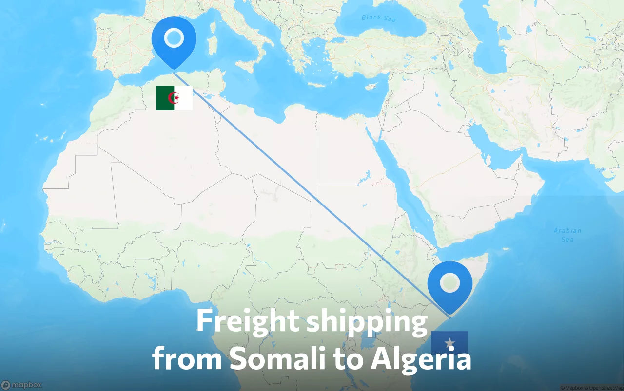 Shipping route from Somali to Algeria