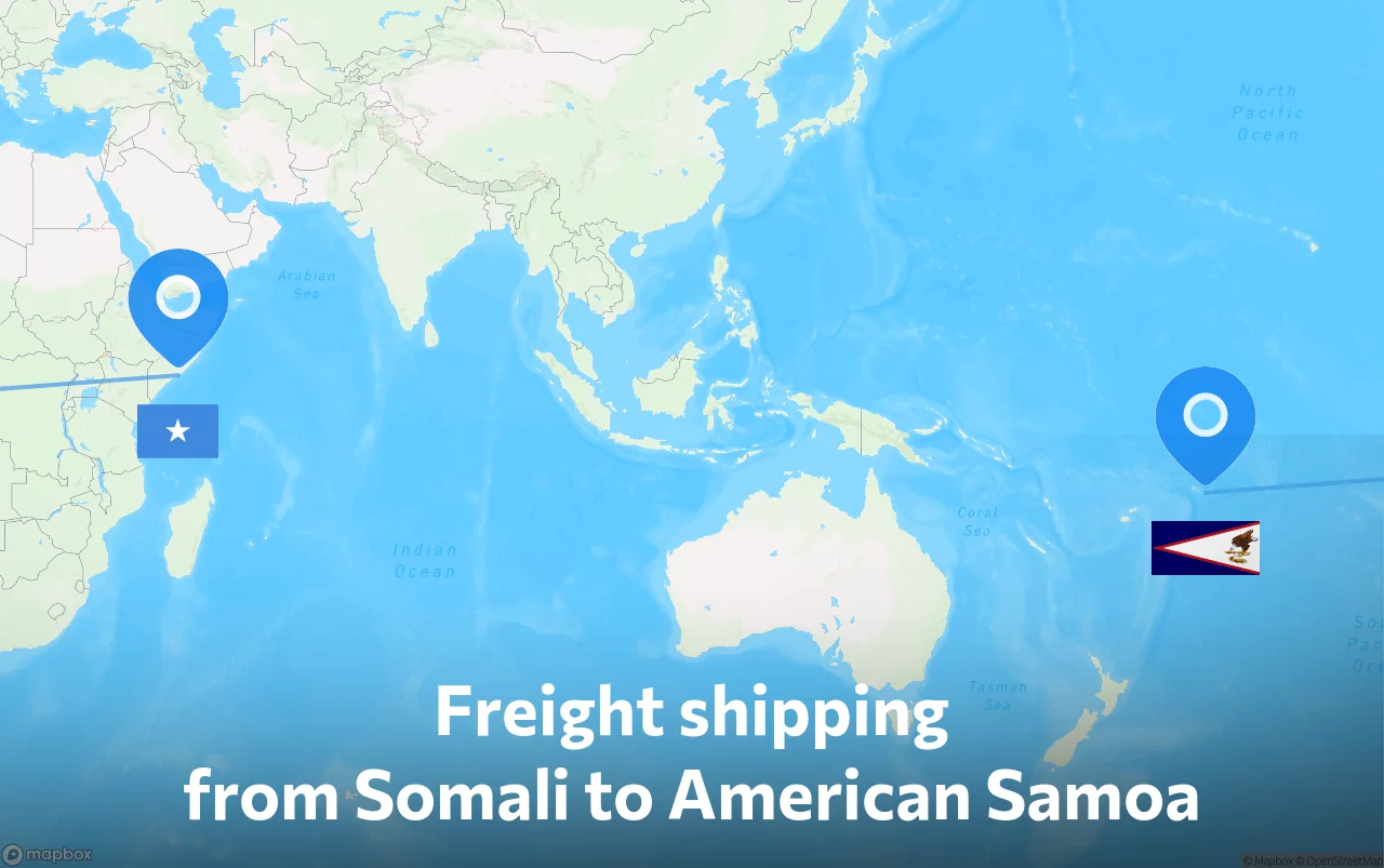 Shipping route from Somali to American Samoa