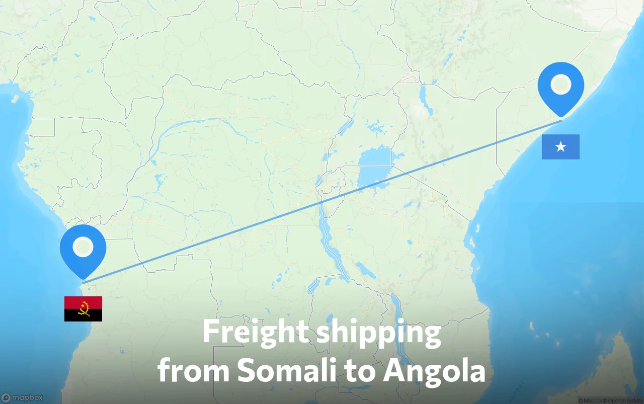 Shipping route from Somali to Angola