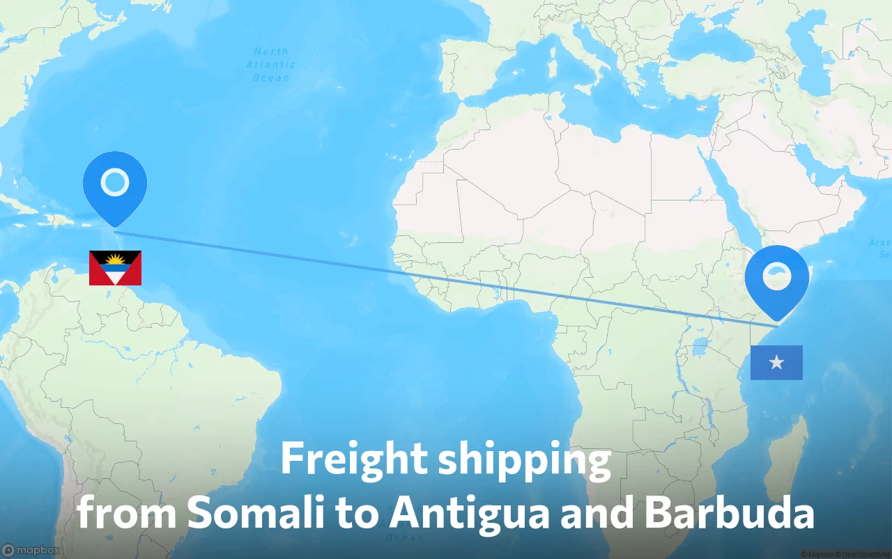 Shipping route from Somali to Antigua and Barbuda