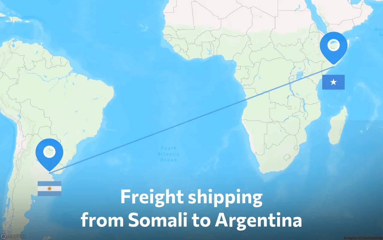 Shipping route from Somali to Argentina