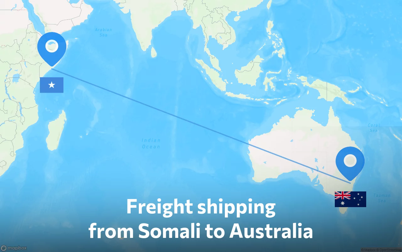 Shipping route from Somali to Australia