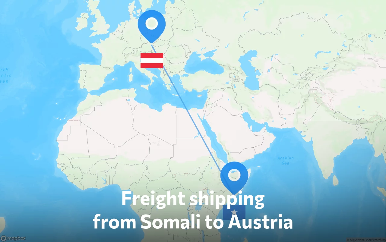 Shipping route from Somali to Austria