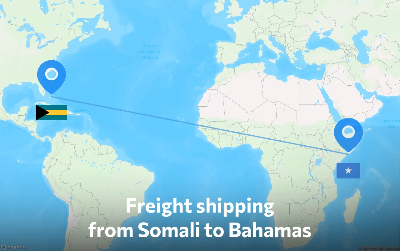 Shipping route from Somali to Bahamas