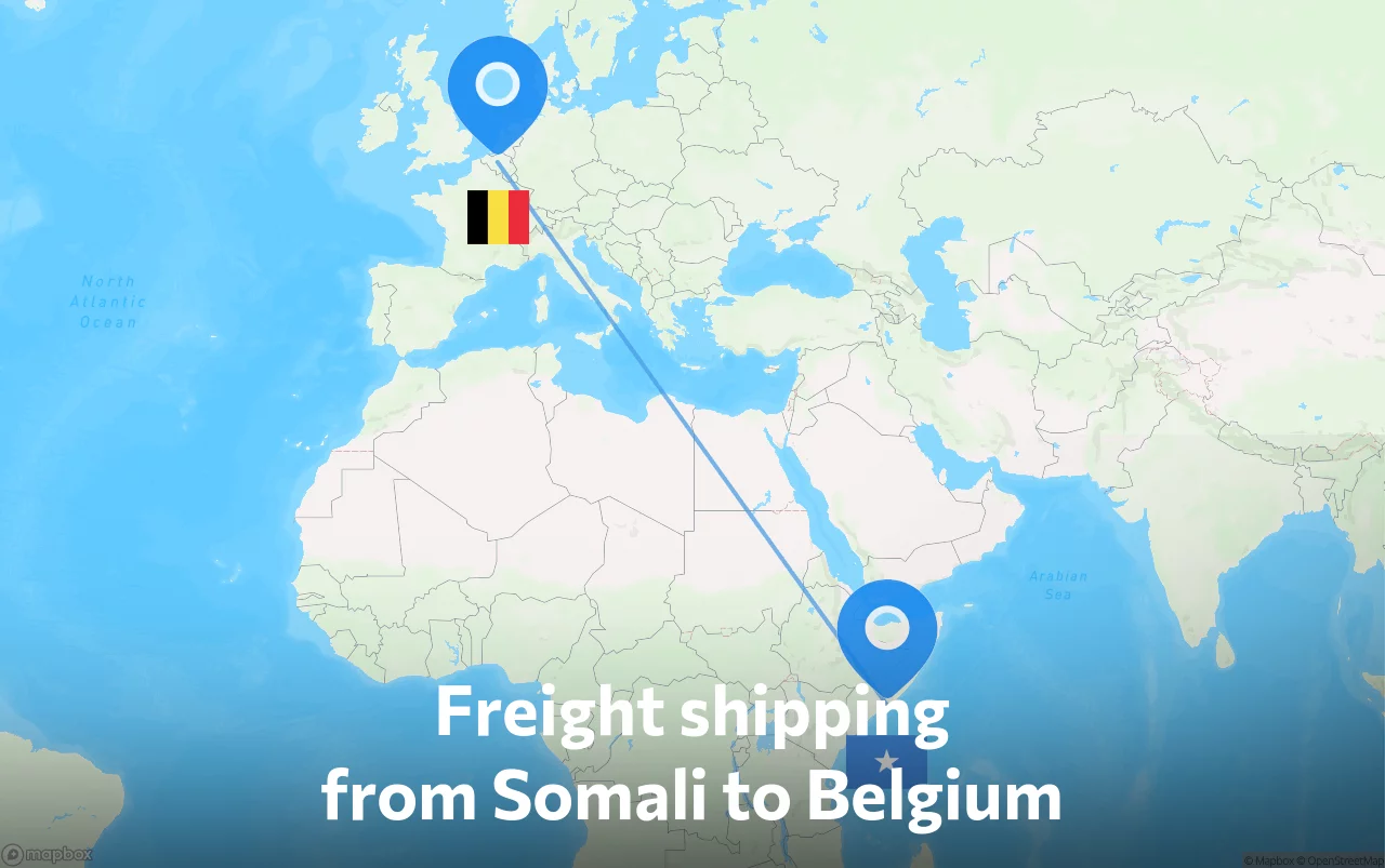 Shipping route from Somali to Belgium