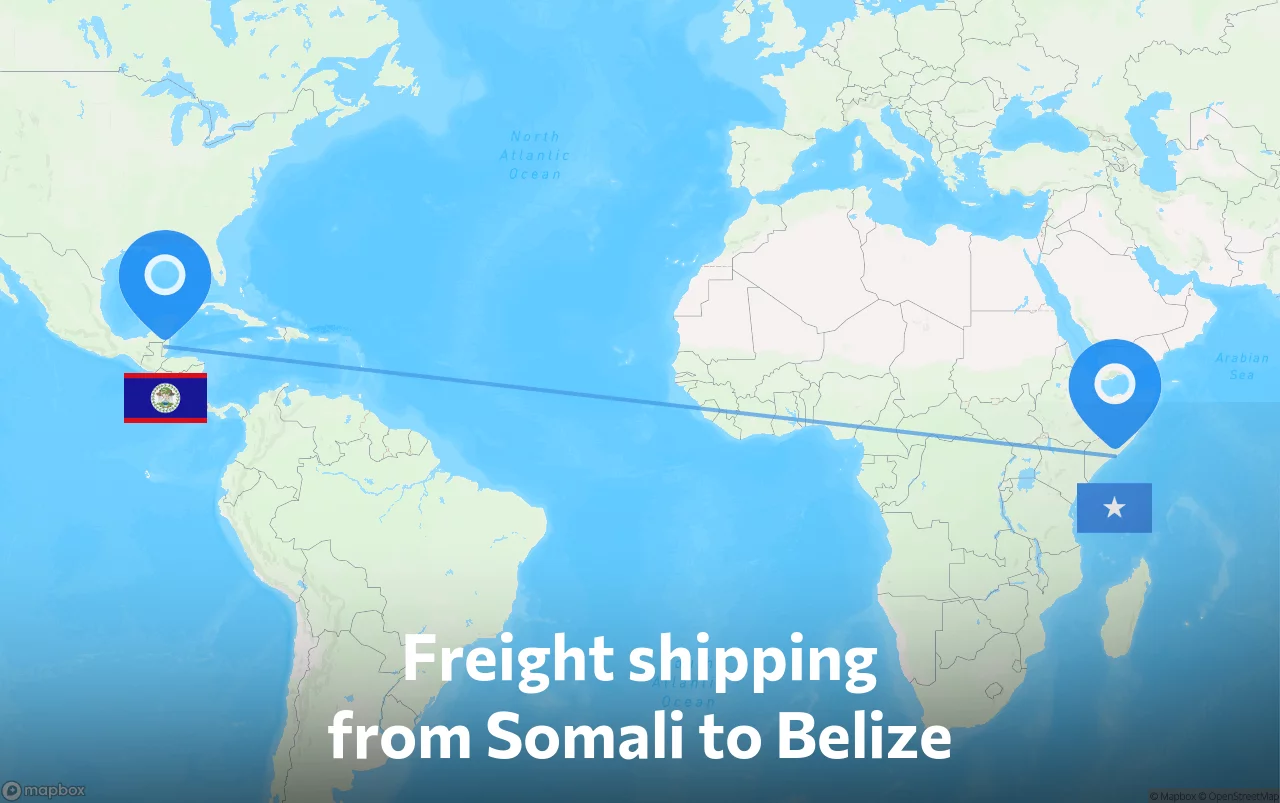 Shipping route from Somali to Belize