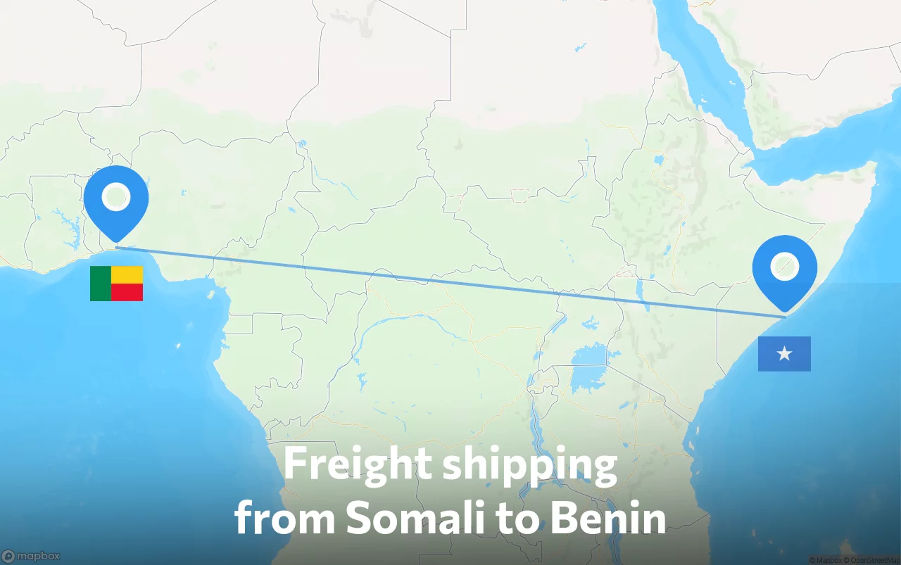 Shipping route from Somali to Benin