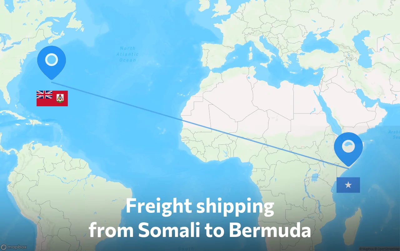 Shipping route from Somali to Bermuda