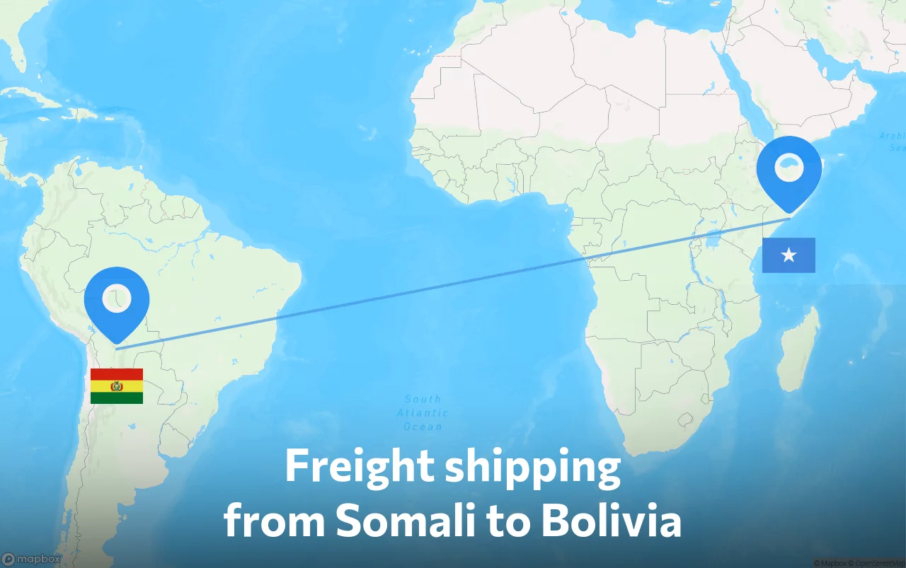Shipping route from Somali to Bolivia