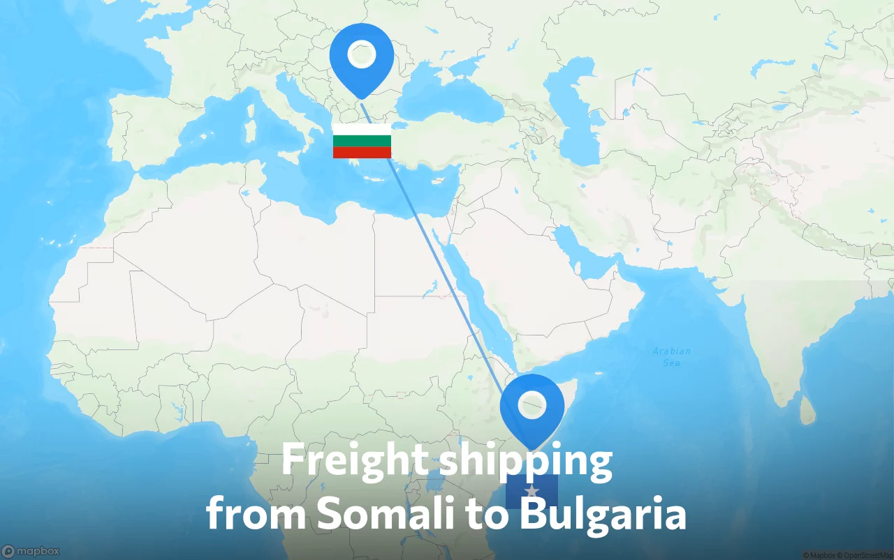 Shipping route from Somali to Bulgaria