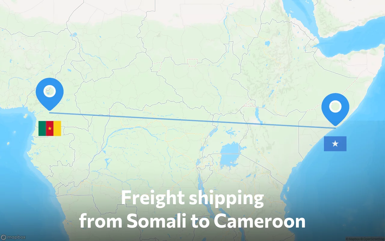 Shipping route from Somali to Cameroon