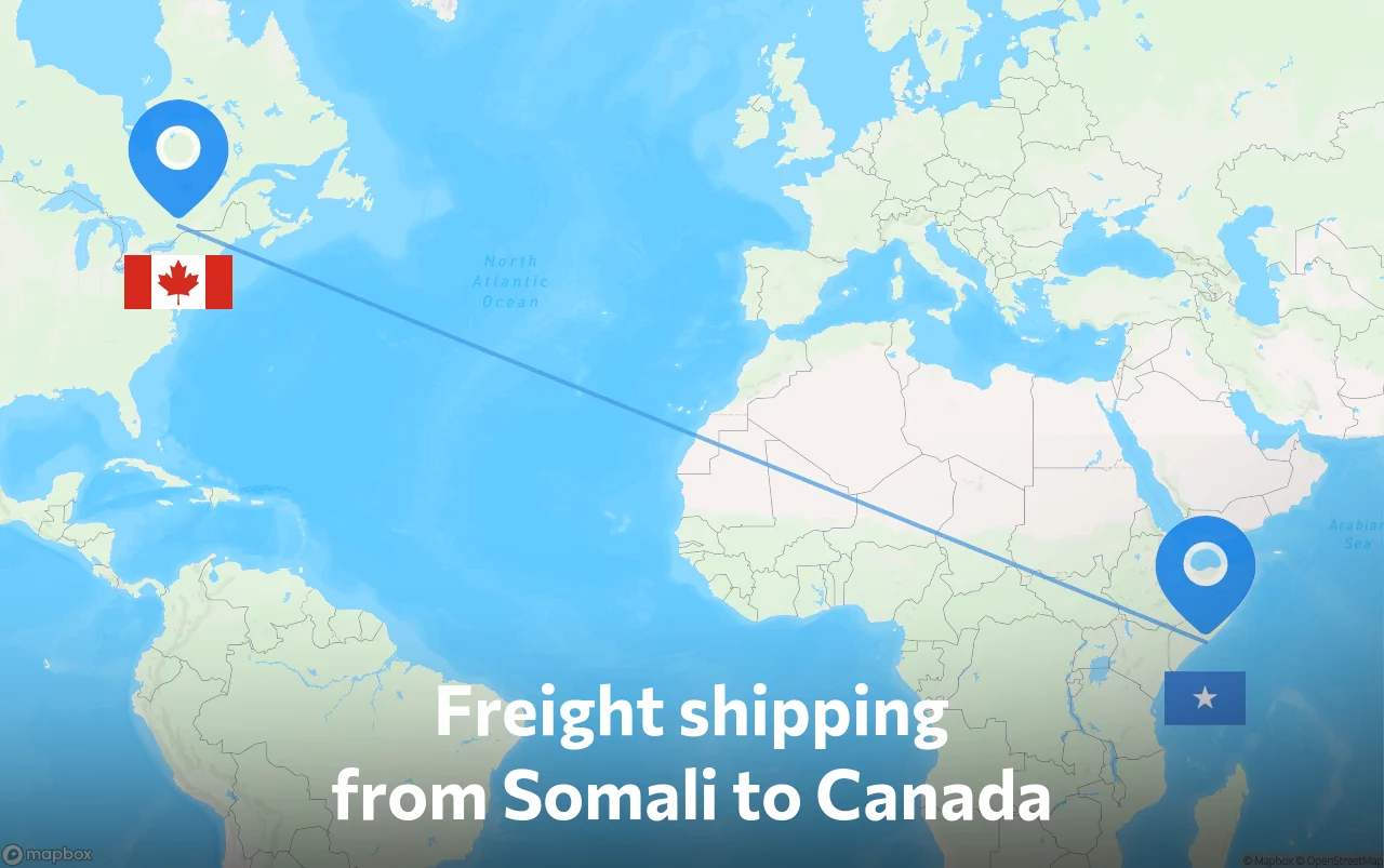 Shipping route from Somali to Canada