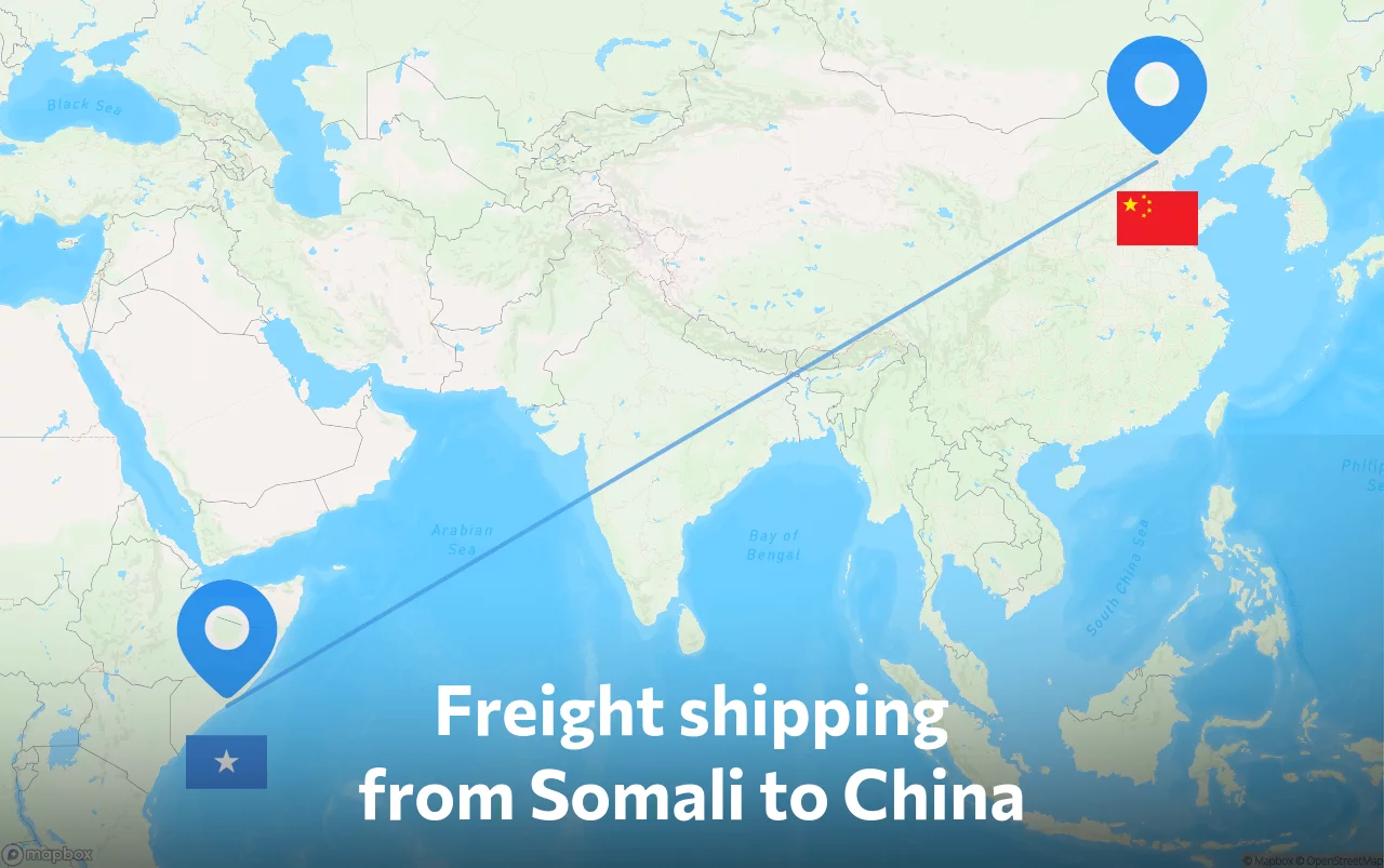 Shipping route from Somali to China