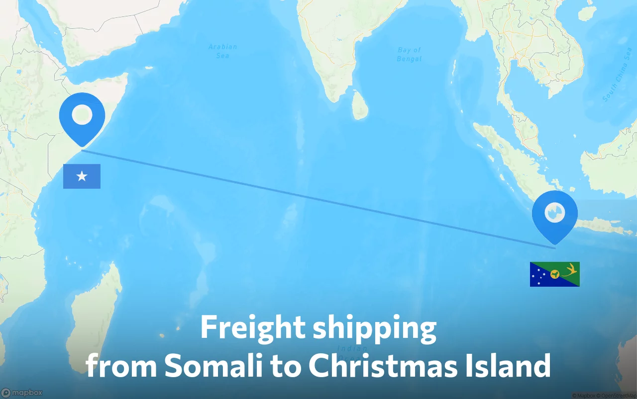 Shipping route from Somali to Christmas Island