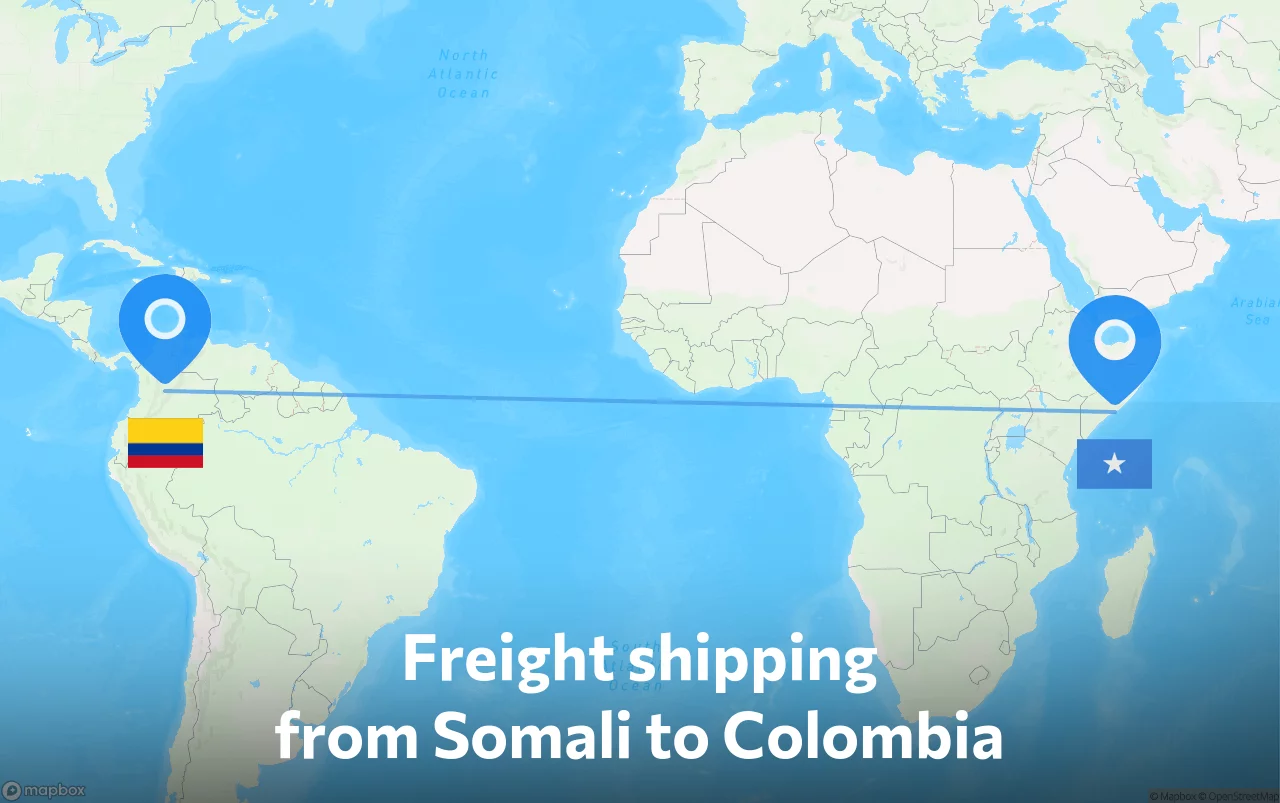 Shipping route from Somali to Colombia