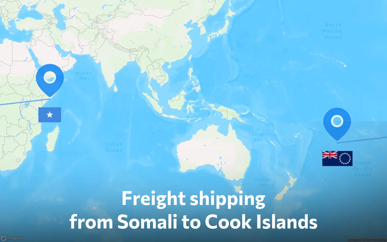 Shipping route from Somali to Cook Islands