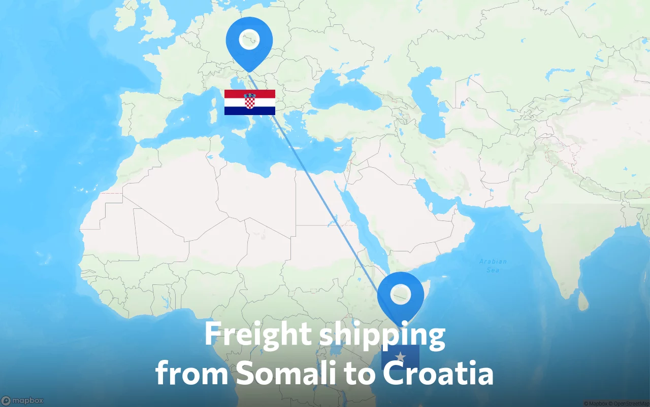 Shipping route from Somali to Croatia